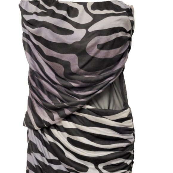 Strapless Sexy Dress Black and White Bodycon Dress - Size M / Size L - Picture 2 of 5